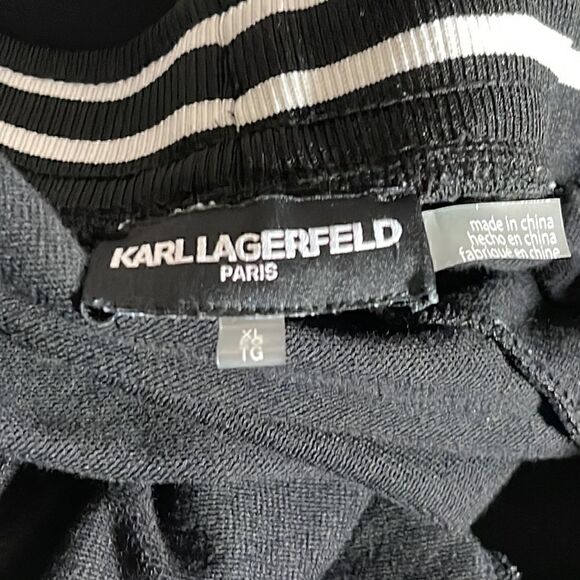 Karl Lagerfeld sweatpants Womens Size XL Joggers Black grunge athleisure - Picture 5 of 11